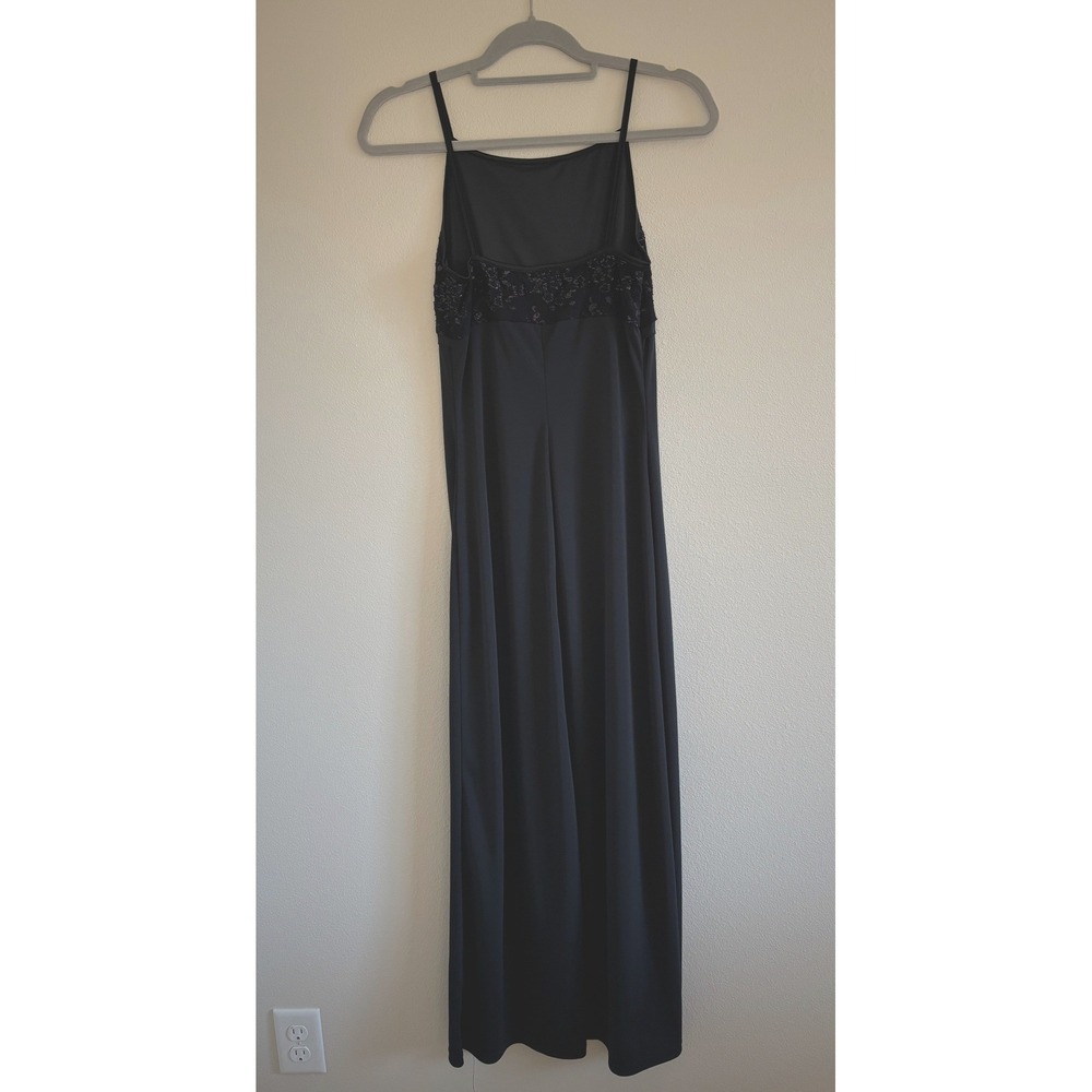 Vintage Y2K Maxi Dress Medium Black Whimsigoth Fairy Hoco Prom High Neck Stretch